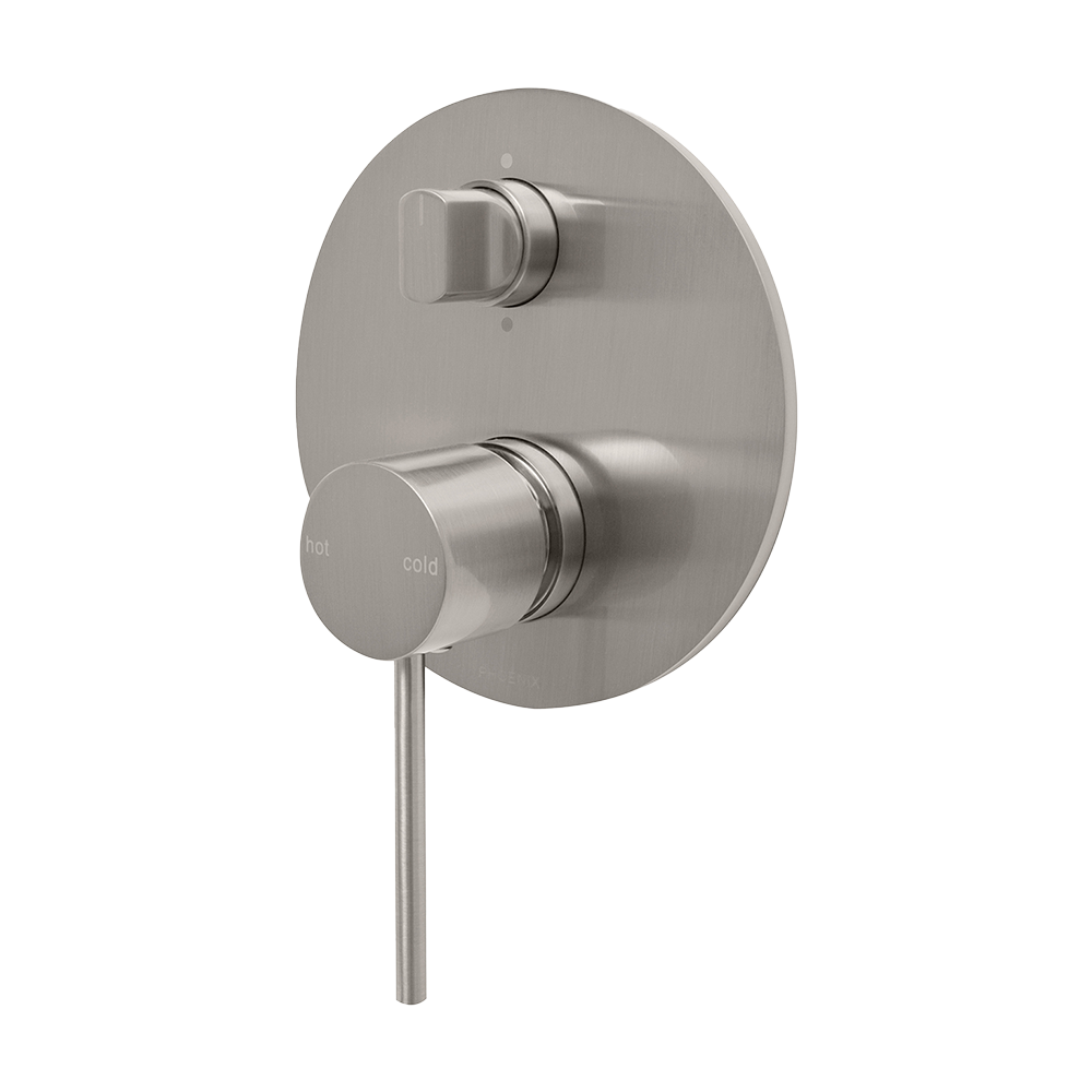 Vivid Slimline Shower / Bath Diverter Mixer Brushed Nickel