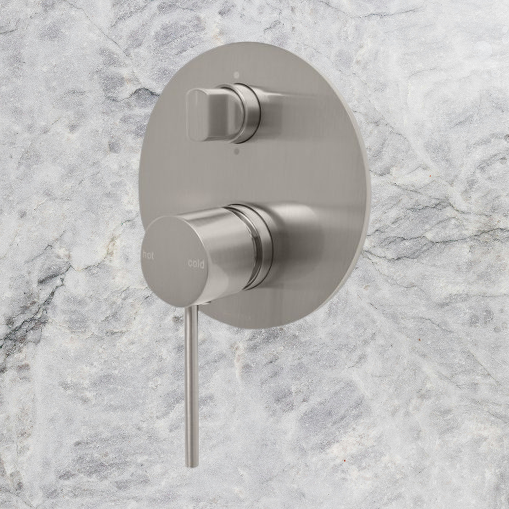 Vivid Slimline Shower / Bath Diverter Mixer Brushed Nickel