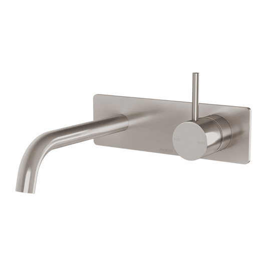 Vivid Slimline Up Basin / Bath Wall Mixer Set Brushed Nickel