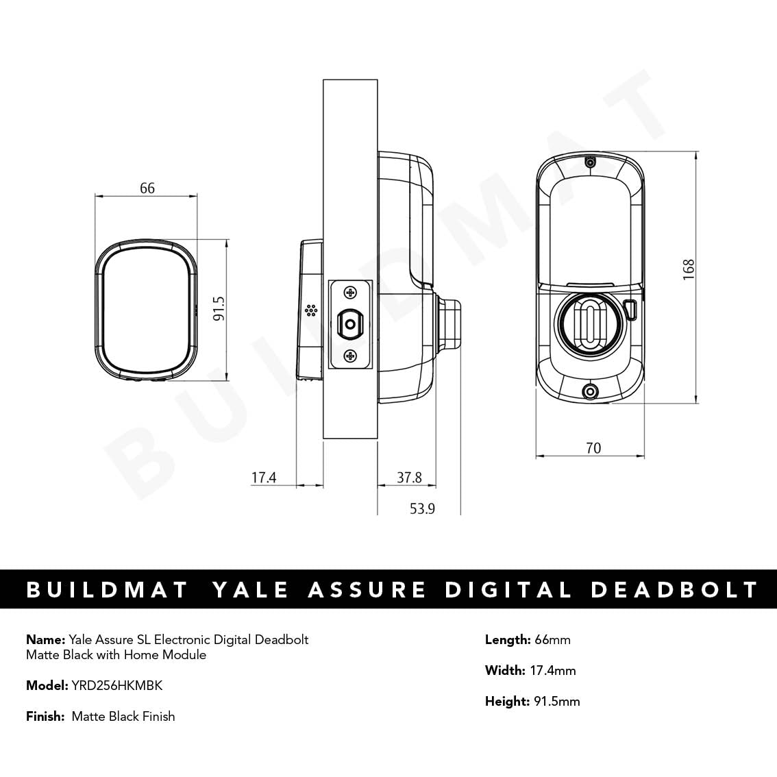 Yale Assure SL Electronic Digital Deadbolt Matte Black with Home Module