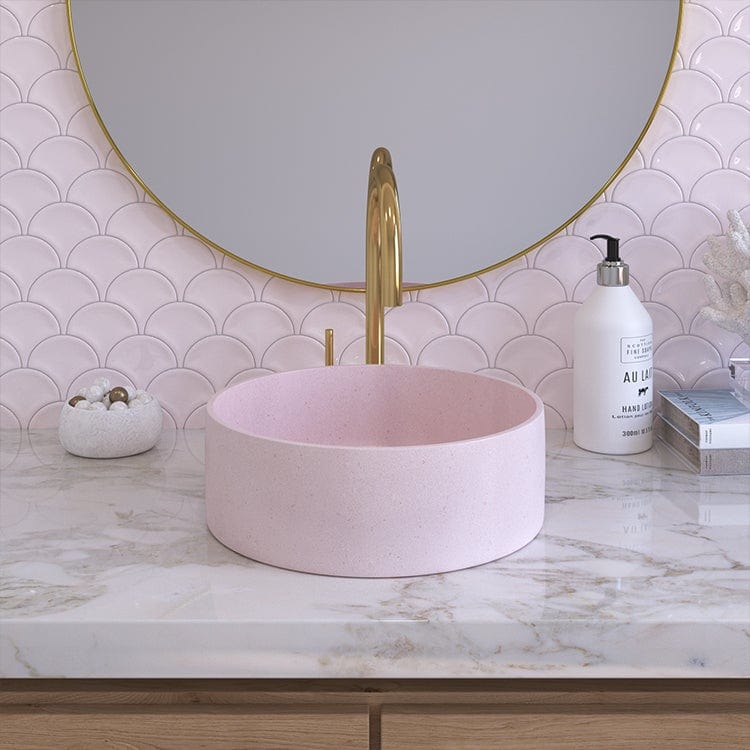 Buildmat Concrete Basin Champagne Pink Cameron Champagne Pink Circle Concrete Basin