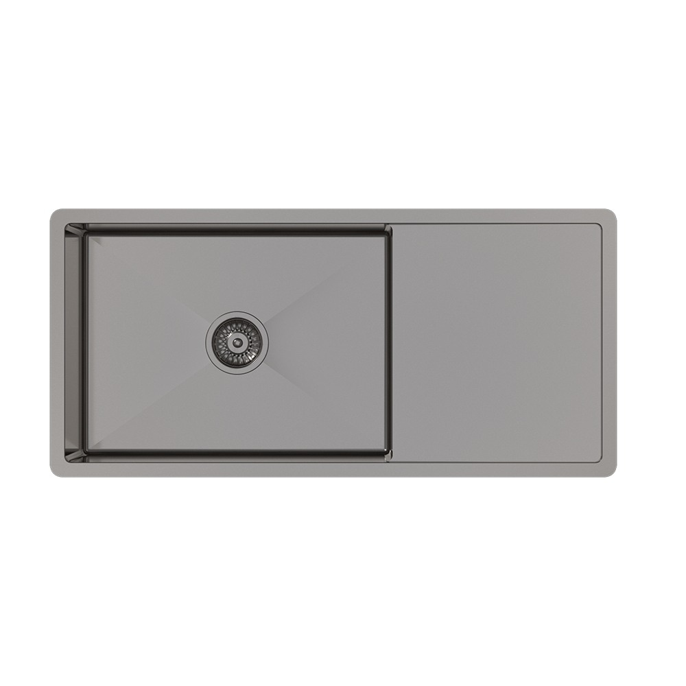 Buildmat Sink Brushed Gunmetal Brushed Gunmetal Cody 950x450 Single Bowl w Drain Board Sink