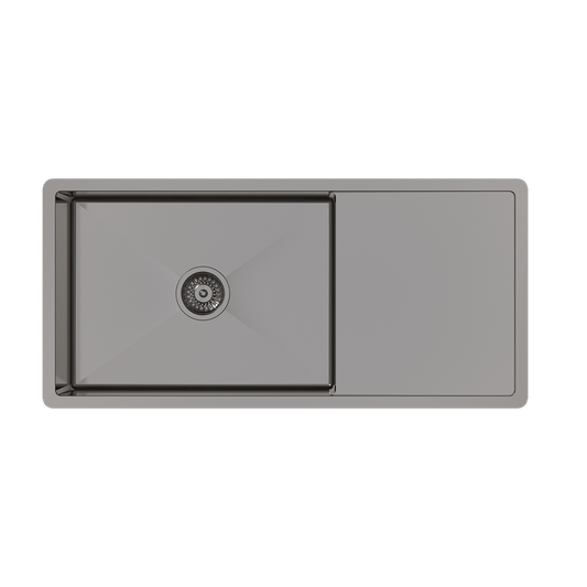 Buildmat Sink Brushed Gunmetal Brushed Gunmetal Cody 950x450 Single Bowl w Drain Board Sink