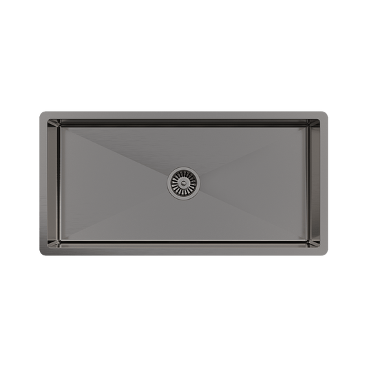 Buildmat Sink Brushed Stainless Steel Brushed Gunmetal Seville 900x450 XXLarge Single Bowl Sink