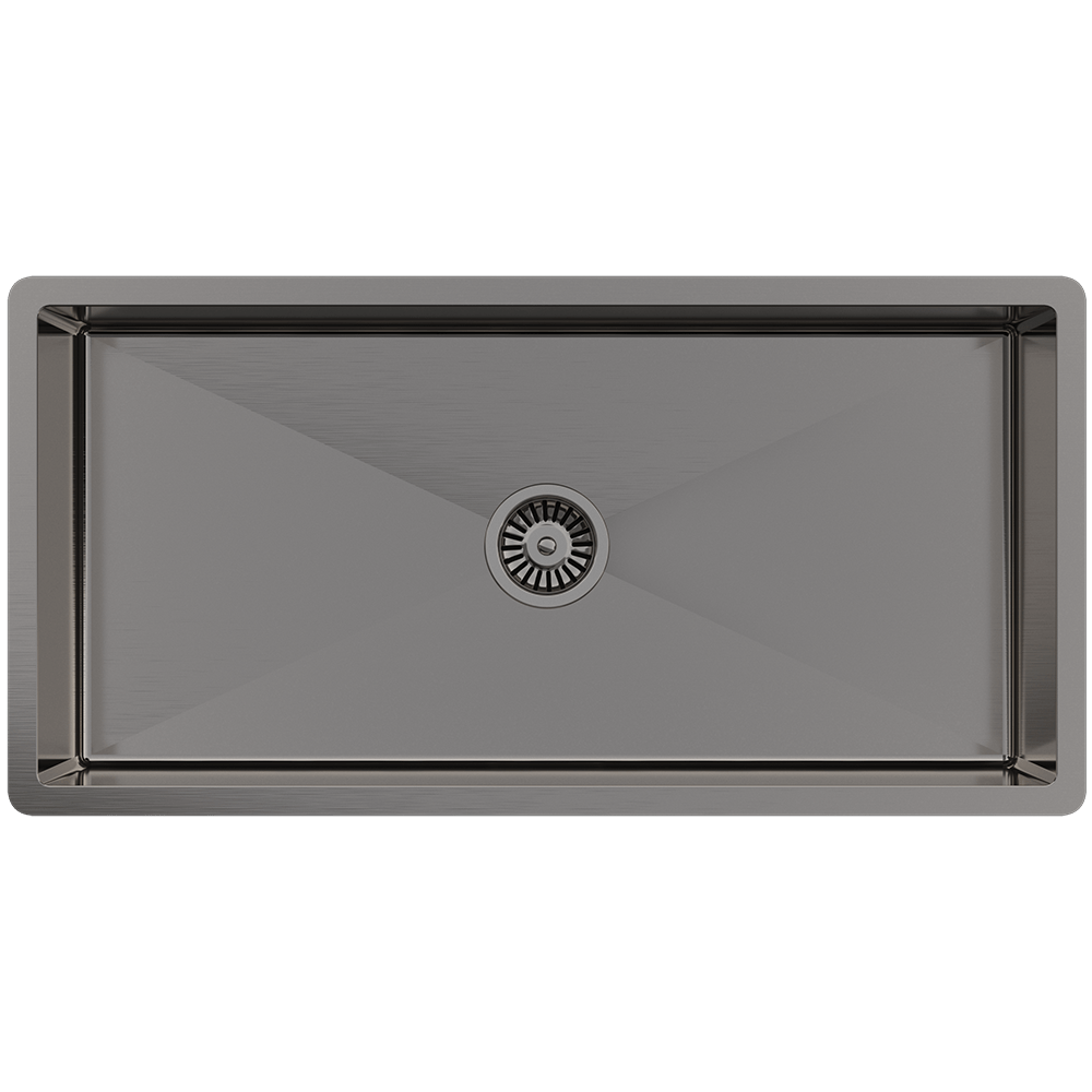 Buildmat Sink Brushed Stainless Steel Brushed Gunmetal Seville 900x450 XXLarge Single Bowl Sink