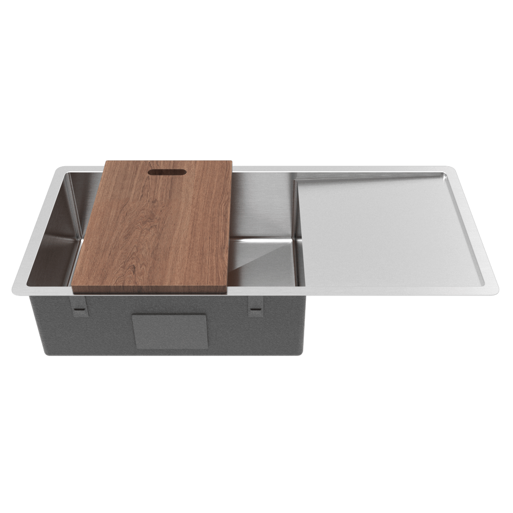 Buildmat Sink Brushed Stainless Steel Cody 950x450 Single Bowl w Drain Board Sink