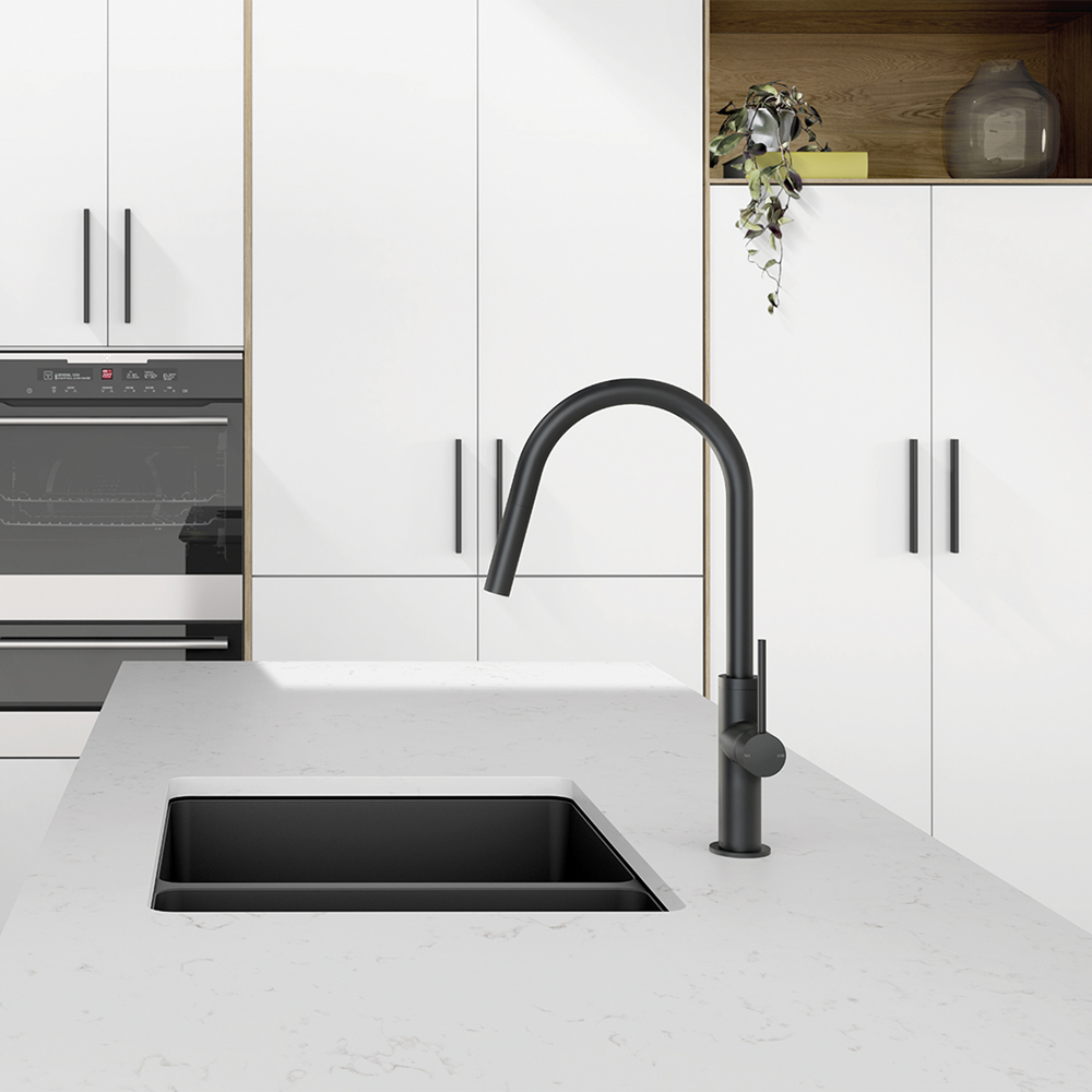 Vivid Slimline Matte Black Pull Out Sink Mixer