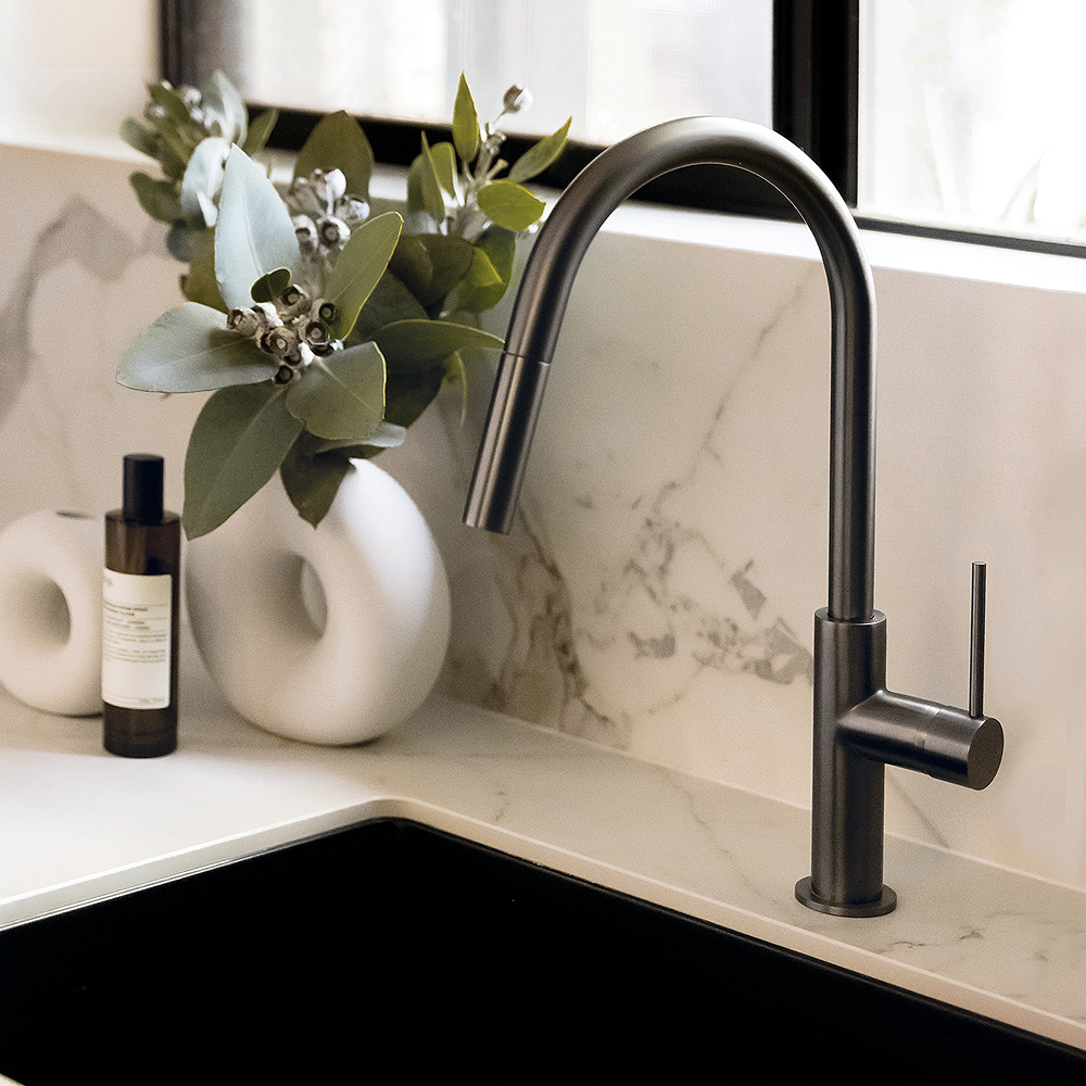 Vivid Slimline Brushed Carbon Pull Out Sink Mixer